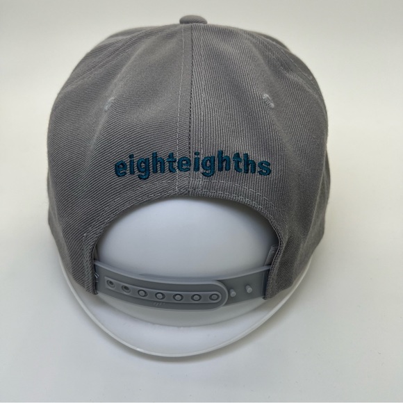 Plug Grey with Aqua Blue Lettering SnapBack Yupoong Hat New - Picture 2 of 2